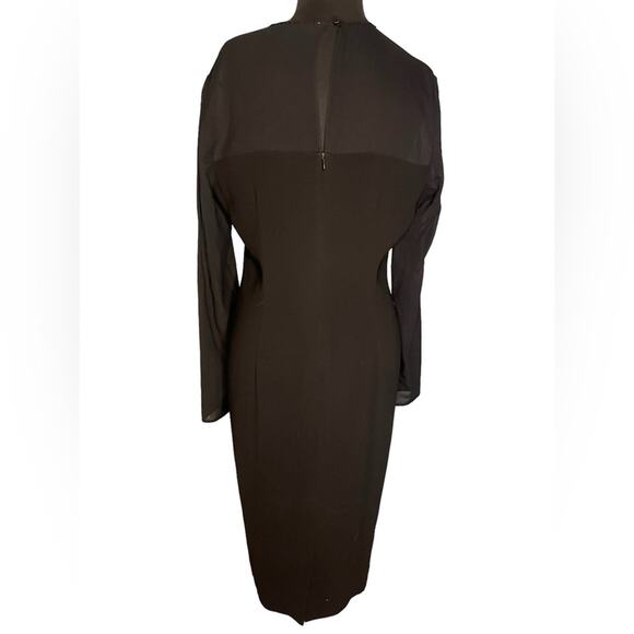 LRL Black Sheer Top Sleeve Crystal Trim Whimsigoth Modest Glam Cocktail Dress 10 - Picture 3 of 9
